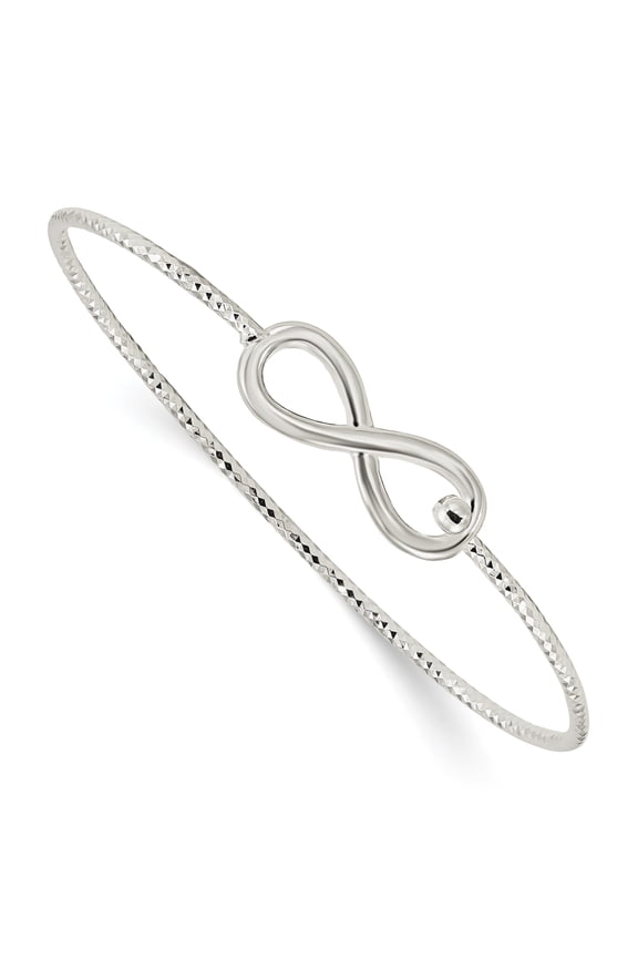 925 Sterling Silver Diamond-cut Infinity Interlocking Bangle Bracelet