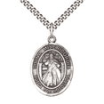 thumbnail image 1 of .925 Sterling Silver Divina Misericordia Medal Pendant on 24 inch Rhodium Plated Heavy Curb Brass Chain with Lobster Claw clasp, Catholic Religious Necklace -Made in USA- Deluxe Velvet Gift Box, 1 of 3