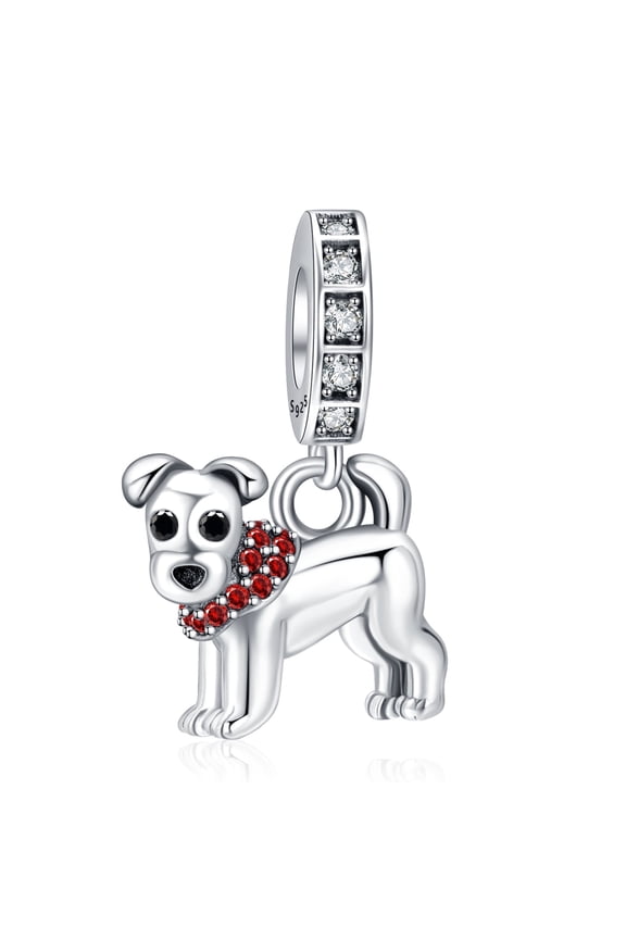 925 Sterling Silver Dog Animal Pendant Charm Fits Bracelets & Necklaces