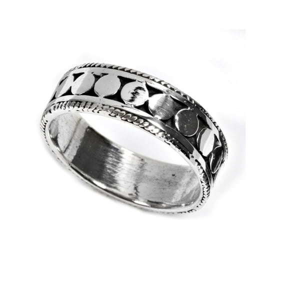 925 Sterling Silver Dots Pattern Ring Size 10