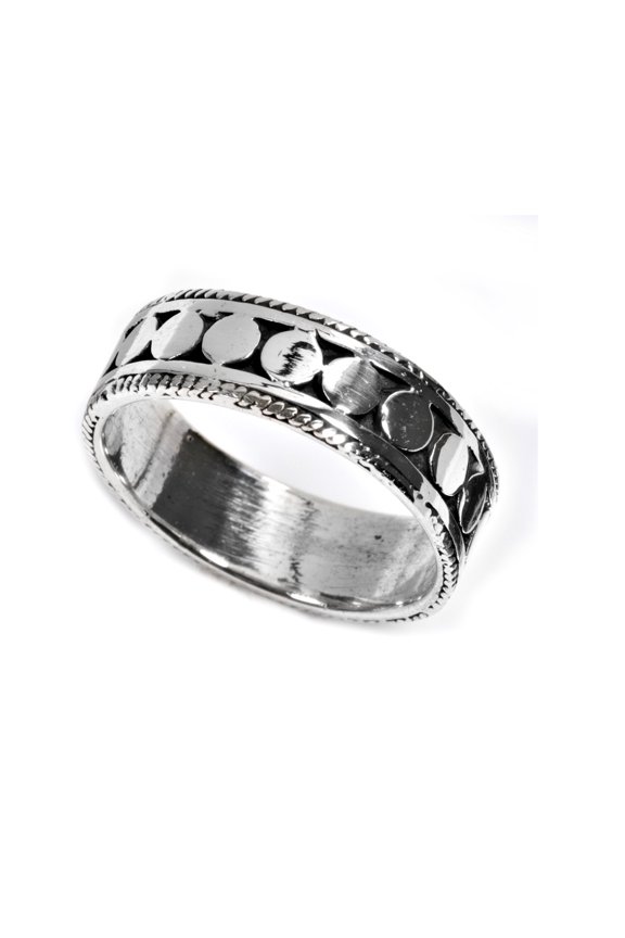 925 Sterling Silver Dots Pattern Ring Size 10