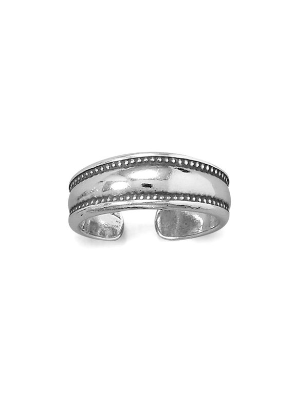 925 Sterling Silver Dotted Edge toe ring Oxidized 15.8mm X 5.8mm toe ring for Women