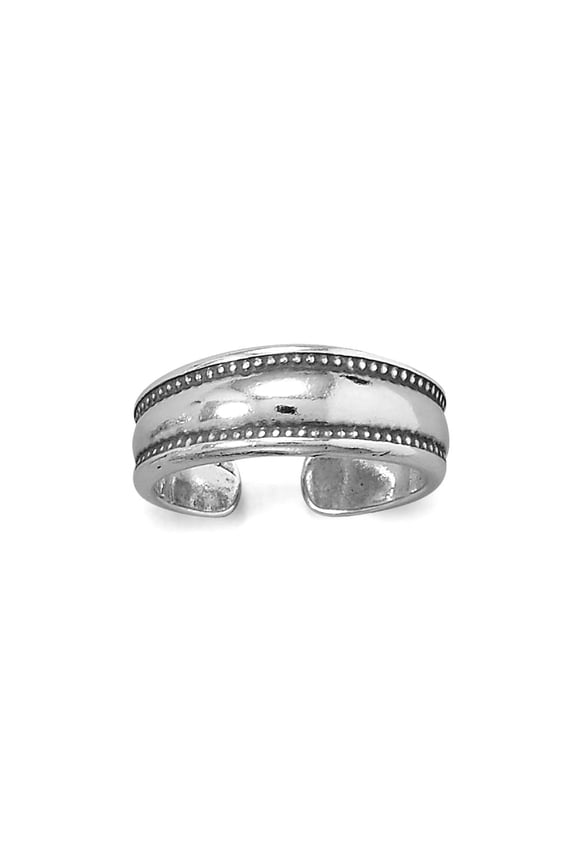925 Sterling Silver Dotted Edge toe ring Oxidized 15.8mm X 5.8mm toe ring for Women