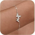 thumbnail image 1 of 925 Sterling Silver Double Butterfly Bracelets for Women Dainty Gold Plated CZ Insect Link Bracelet Distance Matching Chain Bracelet Jewelry Christmas Gifts for Best Friends Sister, 1 of 6