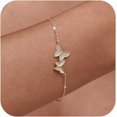 thumbnail image 1 of 925 Sterling Silver Double Butterfly Bracelets for Women Dainty Gold Plated CZ Insect Link Bracelet Distance Matching Chain Bracelet Jewelry Christmas Gifts for Best Friends Sister, 1 of 10