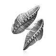 thumbnail image 1 of 925 Sterling Silver Double Feather Open Ring for Men, Vintage Black White Crystal Angel Wing Adjustable Wrap Ring, Gothic Biker Feather Statement Jewelry Gift for Him, 1 of 3