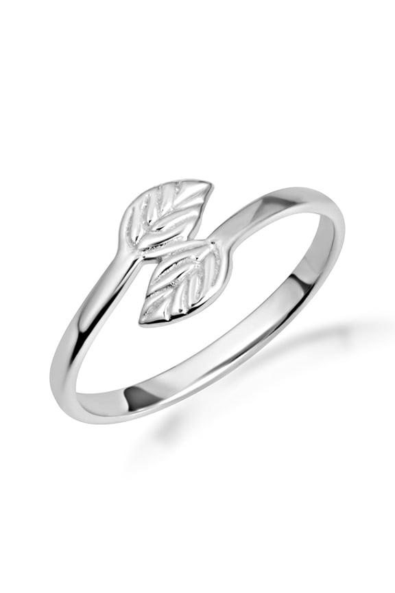 .925 Sterling Silver Double Leaf Nature Band Ring /Size 8
