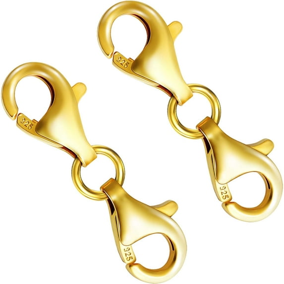 925 Sterling Silver Double Lobster Claw Clasp, Necklace Extender for Bracelet Necklace Clasp and Closure (2 Pieces)