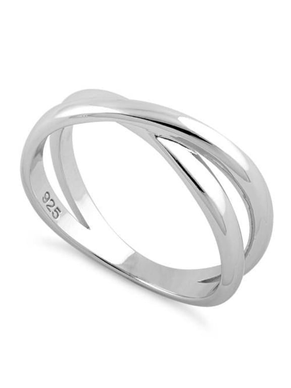 925 Sterling Silver Double Overlapping Criss Cross Ring Graduation Gift_12