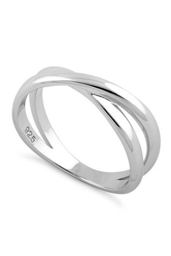 925 Sterling Silver Double Overlapping Criss Cross Ring Graduation Gift_12