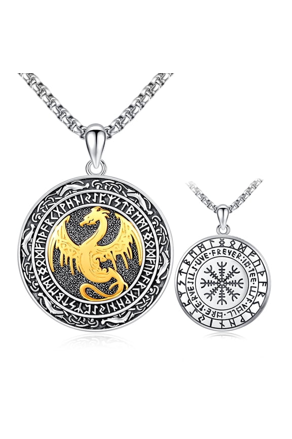 925 Sterling Silver Dragon Pendant for Men Viking Dragon Pendant Necklace Viking Talisman Necklace Jewelry Birthday Christmas Gifts