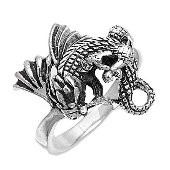 925 Sterling Silver Dragon Ring Size 9