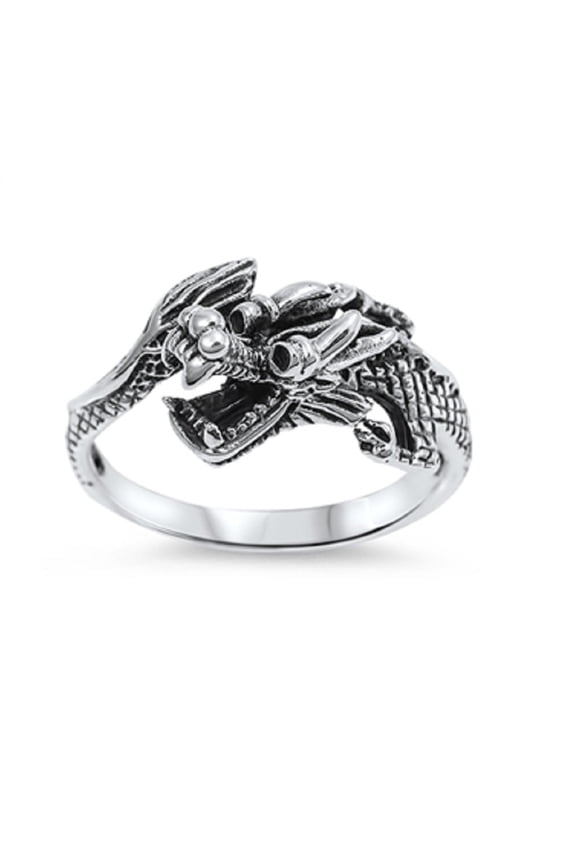 925 Sterling Silver Dragon Slayer Biker Ring Size 10