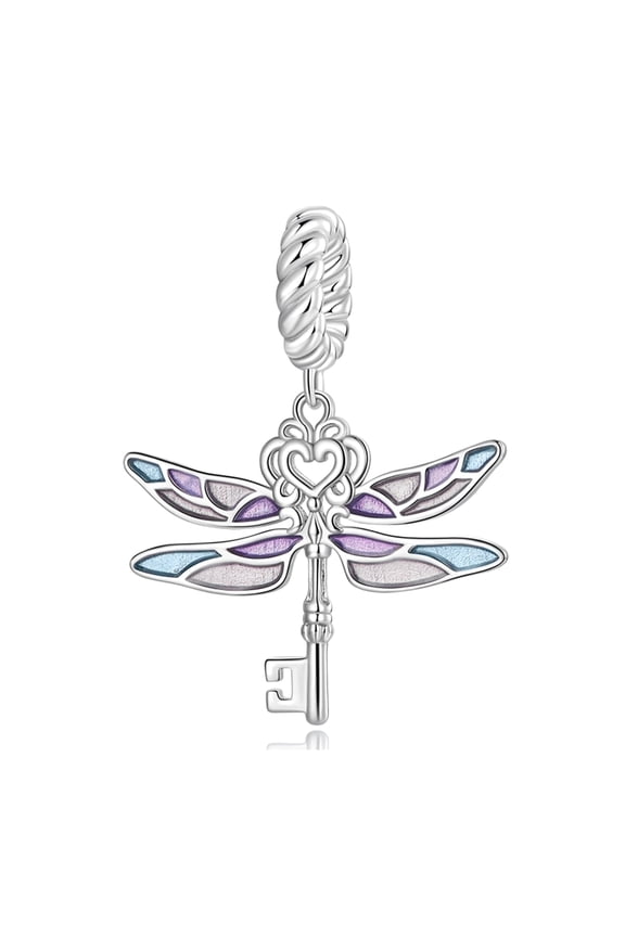 925 Sterling Silver Dragonfly Enamel Dangle Charm for Bracelet & Necklace