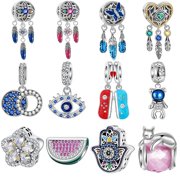 CUSTOMIZED MERCH 925 Sterling Silver Dream Catcher Eye Game Machine Blue Charms Fit Original Pandora Bracelet Beads for Women Jewelry DIY Gift
