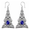 thumbnail image 1 of 925 Sterling Silver Drop Earring for Women, Genuine Lapis Lazuli Gemstone Designer Earrings, Handmade Fashion Jewelry for Gifts, 1 of 5