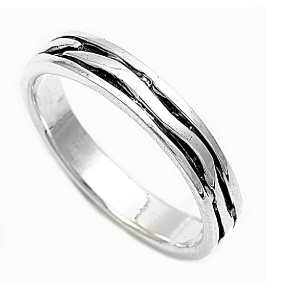 925 Sterling Silver Dual Line Inscribed Ring Size 9