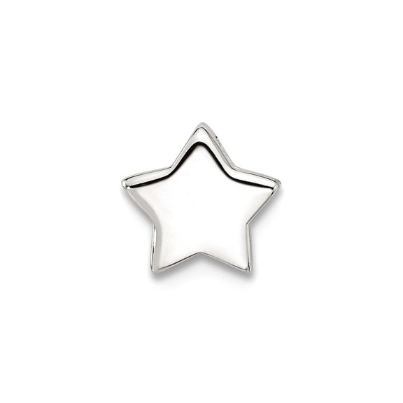 925 Sterling Silver E-coated Star Slide Charm 7.11mm long 2.85mm Thick Pendant Necklace for Women