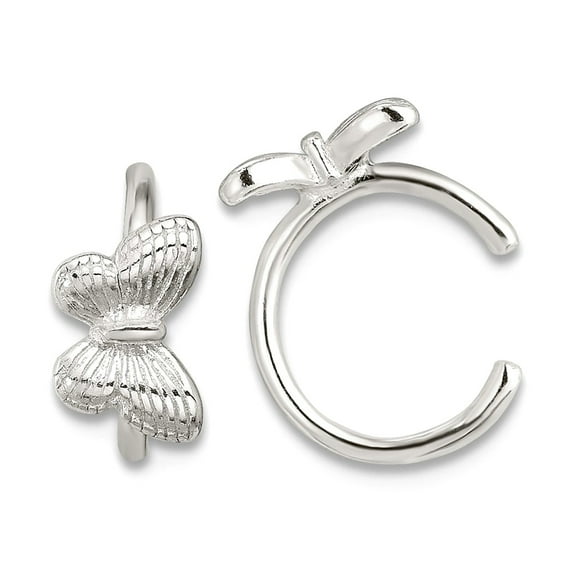 925 Sterling Silver E-coating Butterfly Angel Wings Pair Of 2 Ear Cuffs 12.5x9.9mm Wide 5.25mm Thick Ear Cuff for Women