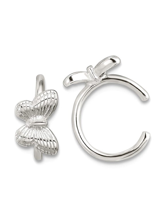 925 Sterling Silver E-coating Butterfly Angel Wings Pair Of 2 Ear Cuffs 12.5x9.9mm Wide 5.25mm Thick Ear Cuff for Women
