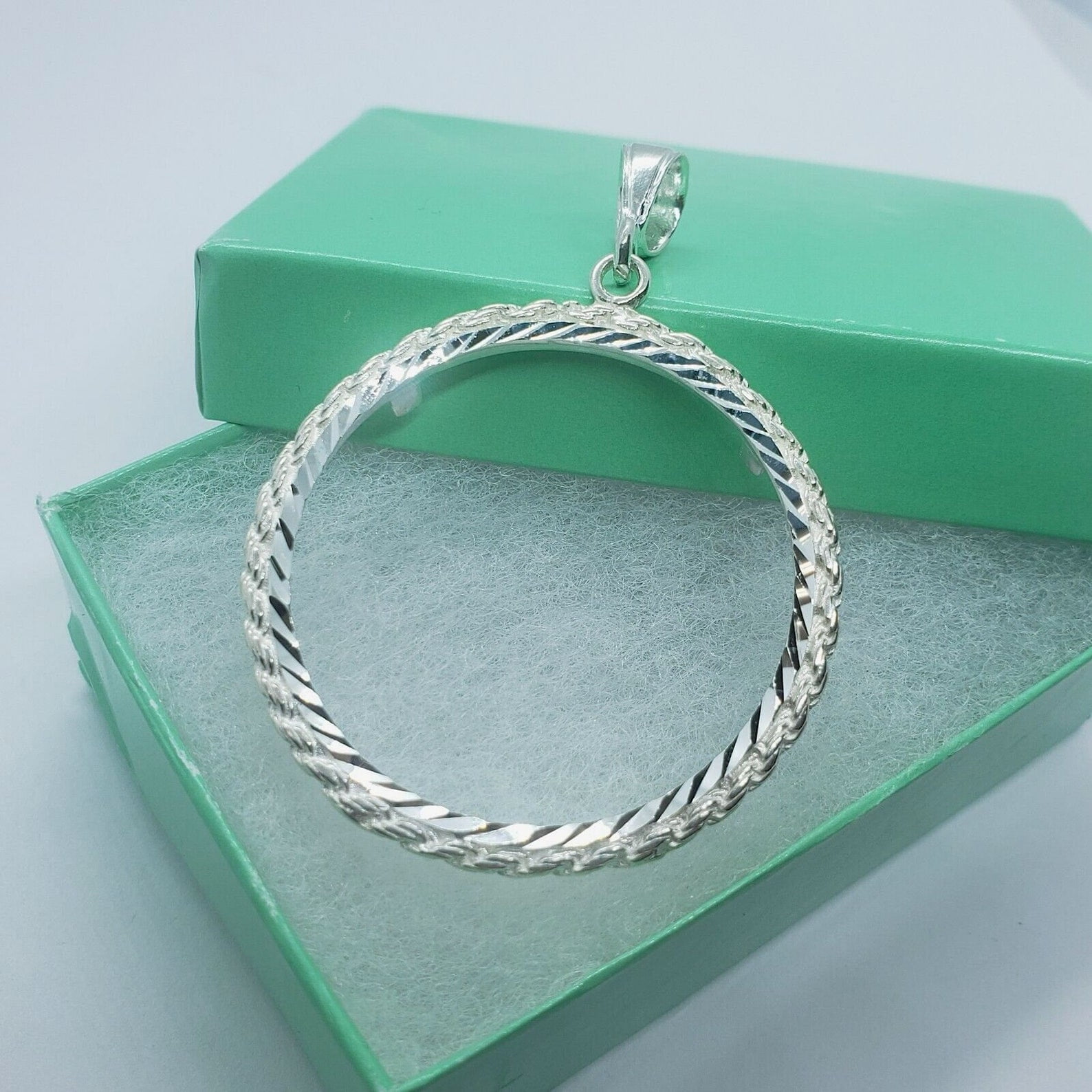 925 Sterling Silver Eagle Rope Bezel for 41mm Coins 1oz Dollar