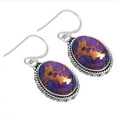 thumbnail image 1 of 925 Sterling Silver Earring Copper Purple Turquoise Handmade Jewelry, 1 of 5