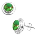 thumbnail image 1 of 925 Sterling Silver Earring Copper Green Turquoise Handmade Jewelry, 1 of 5