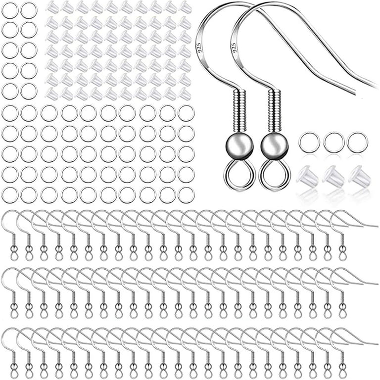 200 PCS/100Pairs 925 Sterling Silver and Gold Earring Hooks,Hypo-allergenic  Fish Earring Hooks Earwires for DIY Jewelry Making Supplies with 200 PCS