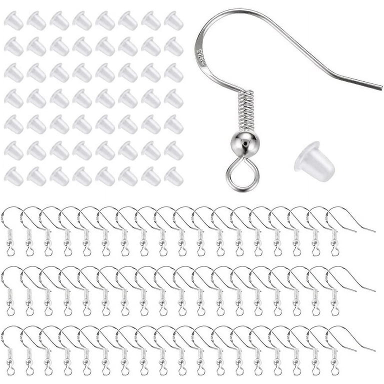925 Sterling Silver Earring Hooks 200 PCS, Hypoallergenic Earring Hooks for Jewelry  Making, Fish Hook Earrings Making Kit, DIY Earring Findings Jewelry Making  Supplies, with 200 PCS Earring Backs 