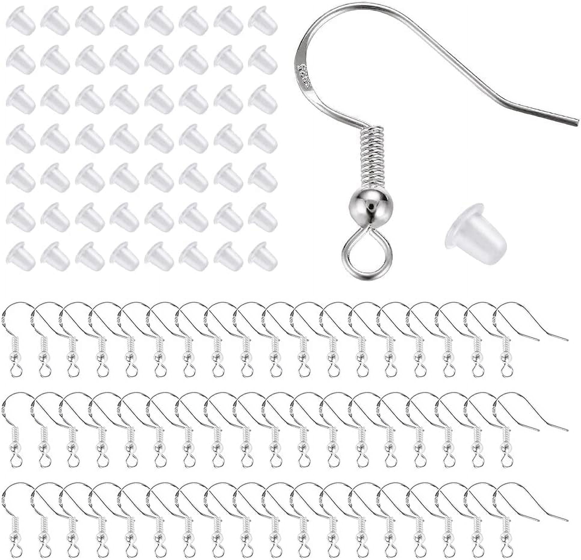 925 Sterling Silver Earring Hooks 200 Pcs, Gold Earring Hooks for Jewelry Making, Hypoallergenic Fish Hook Earrings Making Kit, DIY Earring, with 200P