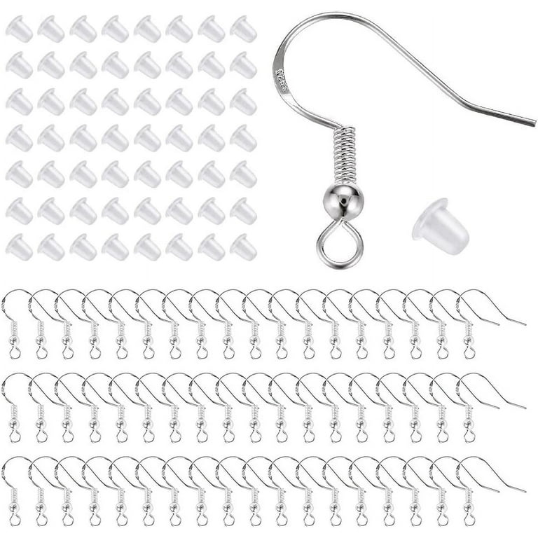925 Sterling Silver Earring Hooks 200 PCS, Hypoallergenic Earring Hooks for  Jewelry Making, Fish Hook Earrings Making Kit, DIY Earring Findings Jewelry  Making Supplies, with 200 PCS Earring Backs 