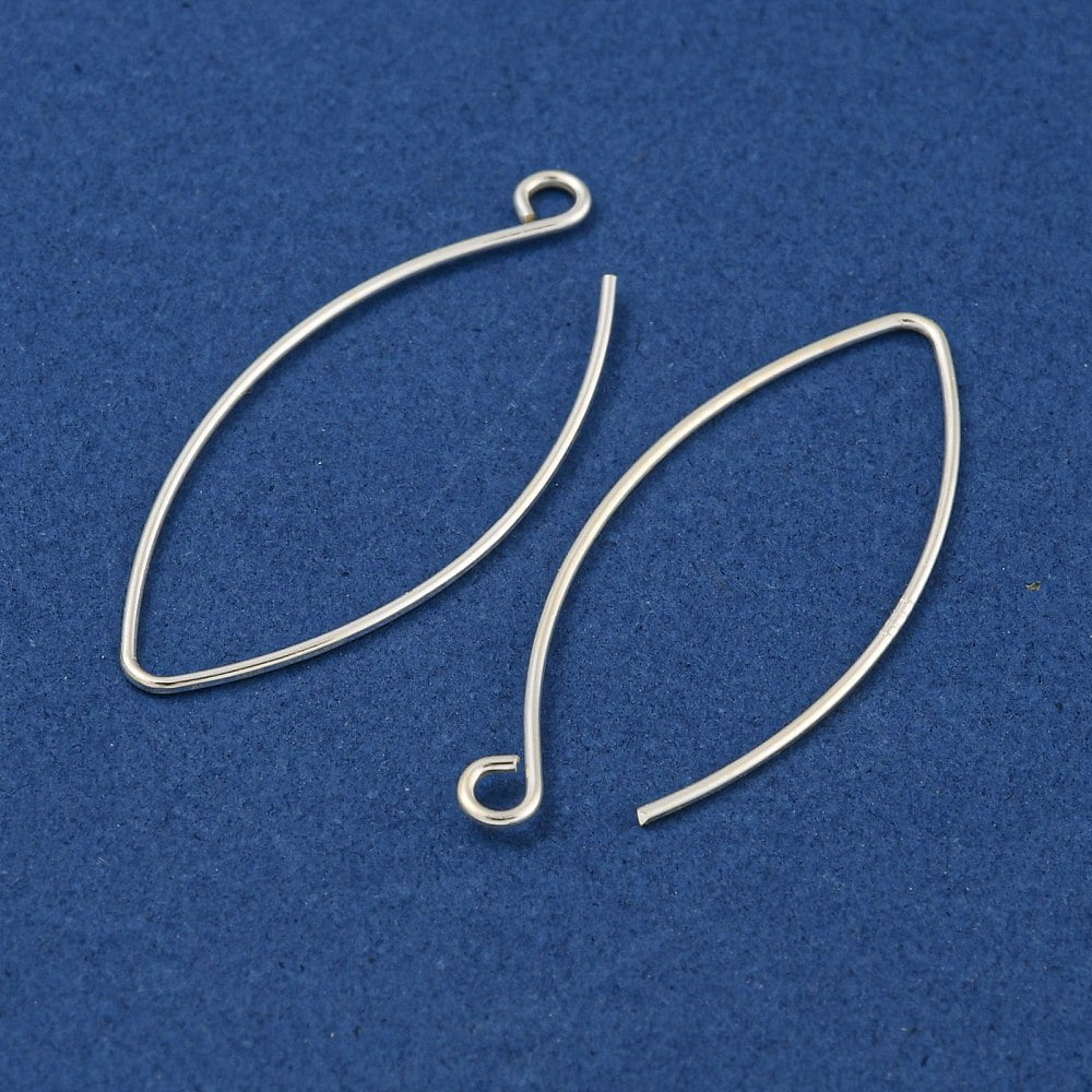925 Sterling Silver Earring Hooks Marquise Ear Wire Silver 1.18x0.55x0.04 inch(3x1.4x0.1cm)