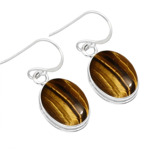 925 Sterling Silver Earring Natural Tiger Eye Handmade Jewelry