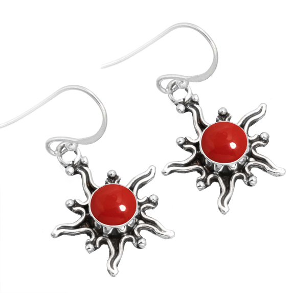 925 Sterling Silver Earring Red Stone Handmade Jewelry
