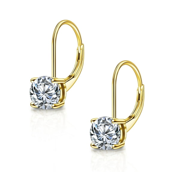 925 Sterling Silver Earrings for Women Men,14K Gold Plated Sterling Silver Dangle Earrings,1.0ct-2.0ct D Color Brilliant Round Cut Lab Moissanite Diamond Earring Gifts for Mom