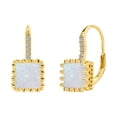thumbnail image 1 of 925 Sterling Silver Earrings Fashion Princess Cut White Opal Leverback Earrings for Women, 1 of 5