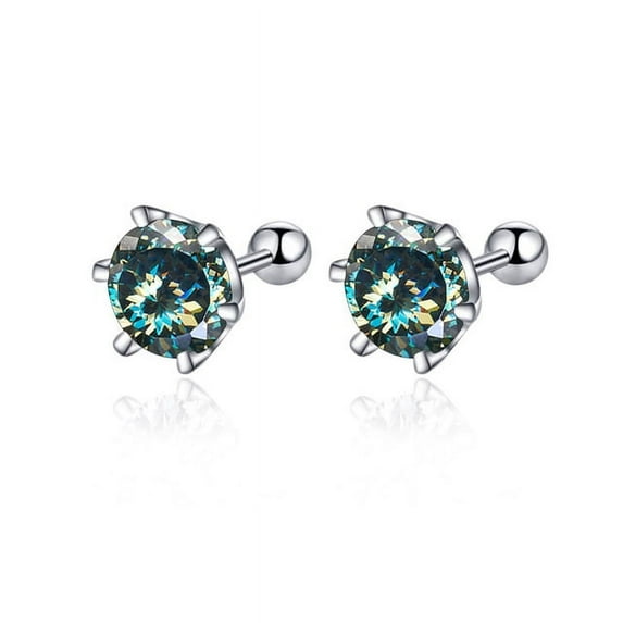 925 Sterling Silver Earrings Female 6 Claw Moissanite Screw Stud Earrings Plated Pt950 Gold Earrings
