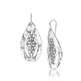 thumbnail image 1 of 925 Sterling Silver Earrings Large Drop Shape Lace, Oxidized, Stylish, Hypoallergenic, Nickel and Lead-free, Artisan Handcrafted Designer Collection, Made in Israel, 1 of 7
