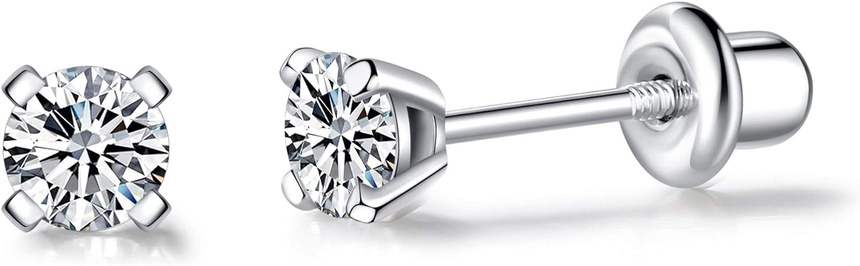 925 Sterling Silver Earrings Stud With Screwback Cubic Zirconia For Women Earring With Screw Backs Cz Hypoallergenic (Cz-White)[Z5956]