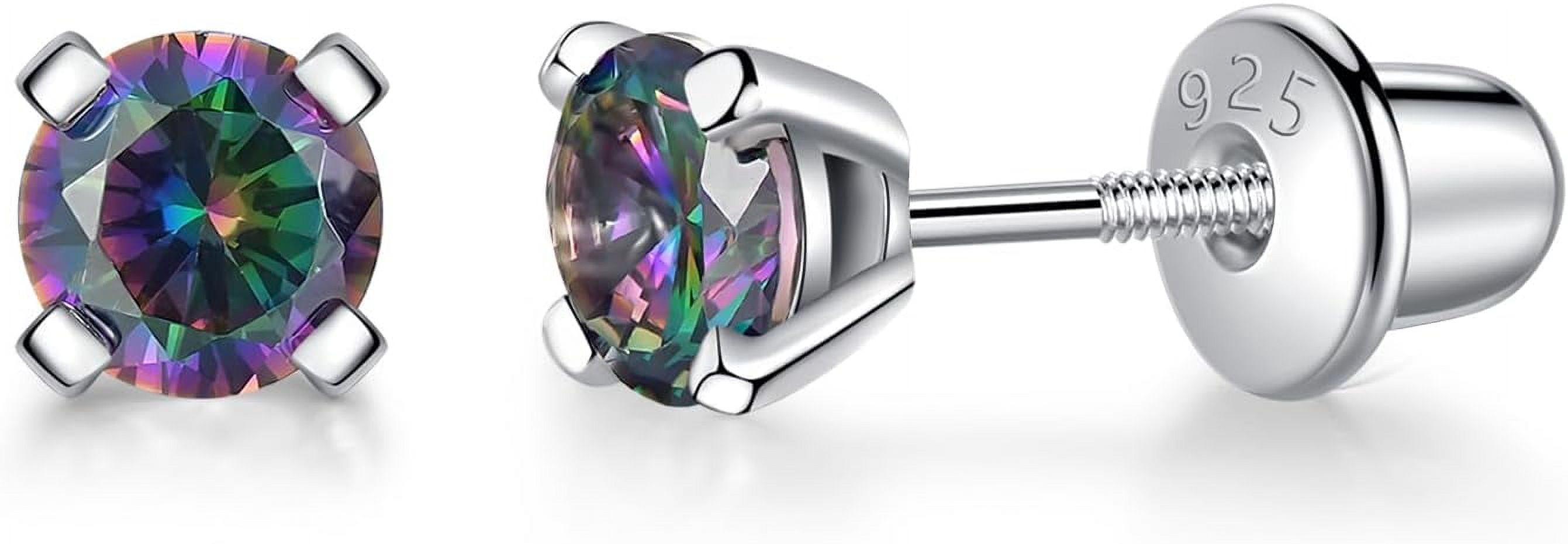 925 Sterling Silver Earrings Stud With Screwback Cubic Zirconia For Women Earring With Screw Backs Cz Hypoallergenic (Cz-White)[Z5958]