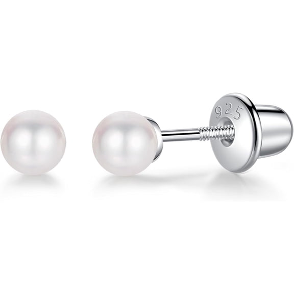 925 Sterling Silver Earrings Stud With Screwback Cubic Zirconia For Women Earring With Screw Backs Cz Hypoallergenic (Cz-White)[Z5960]
