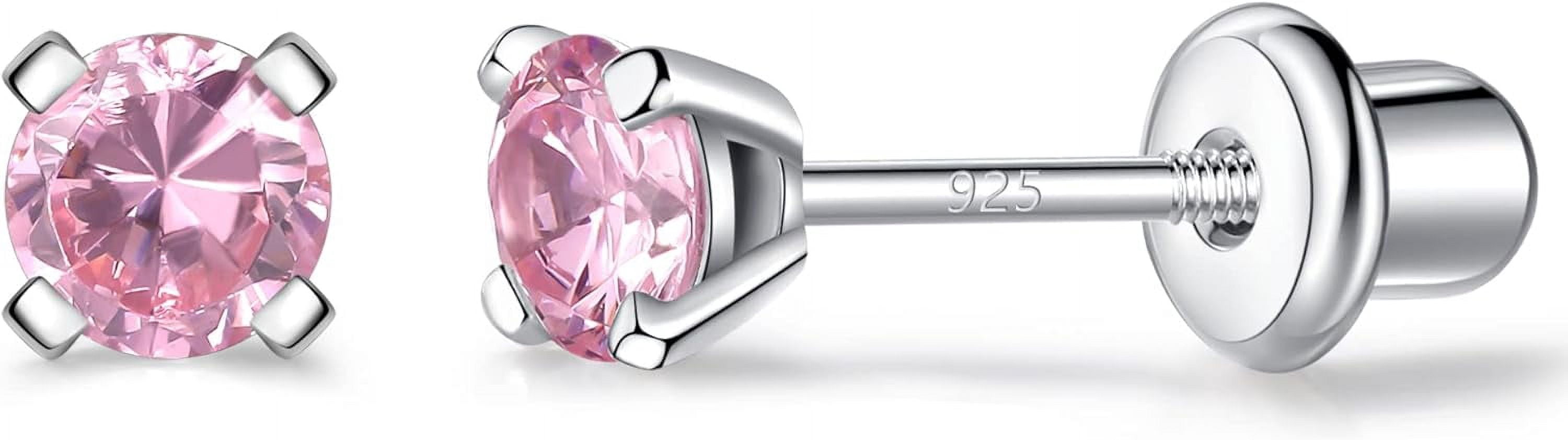925 Sterling Silver Earrings Stud With Screwback Cubic Zirconia For Women Earring With Screw Backs Cz Hypoallergenic (Cz-White)[Z5962]