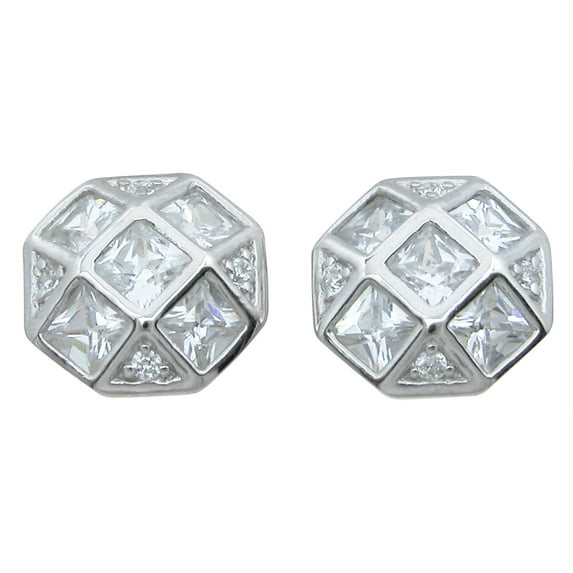 925 Sterling Silver Earrings Studs Makes Unique Engagement Gifts For Women, Princess Cut Sterling Silver Stud Earrings