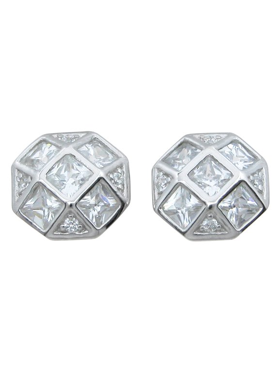 925 Sterling Silver Earrings Studs Makes Unique Engagement Gifts For Women, Princess Cut Sterling Silver Stud Earrings