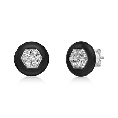 Lavari Jewelers 925 Sterling Silver Stud Earrings With 0.16 Carat Diamond Minimalist Jewelry Rare Gift