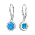 thumbnail image 1 of 925 Sterling Silver Earrings with Birthstone Opal White CZ for Women, 1 of 5