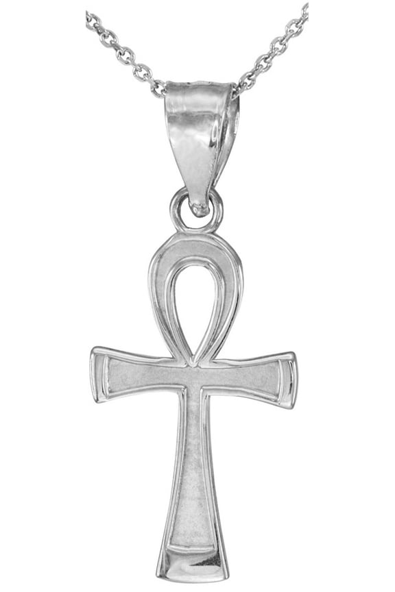 925 Sterling Silver Egyptian Ankh Cross Charm Pendant Necklace (Pendant with 18" chain)