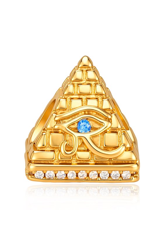 925 Sterling Silver Egyptian Pyramid Eye of Horus Charm Bead, Blue Zircon Ancient Egypt Symbol Pendant, Vintage Mystical Charm Compatible with European Bracelet & Necklace, Jewelry Gift for Men Women