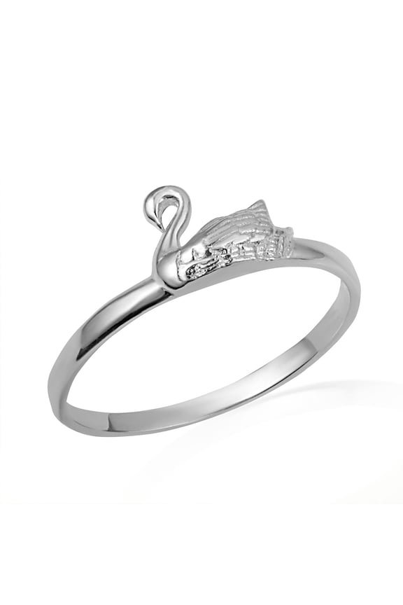 .925 Sterling Silver Elegant Swan Ring /Size 6