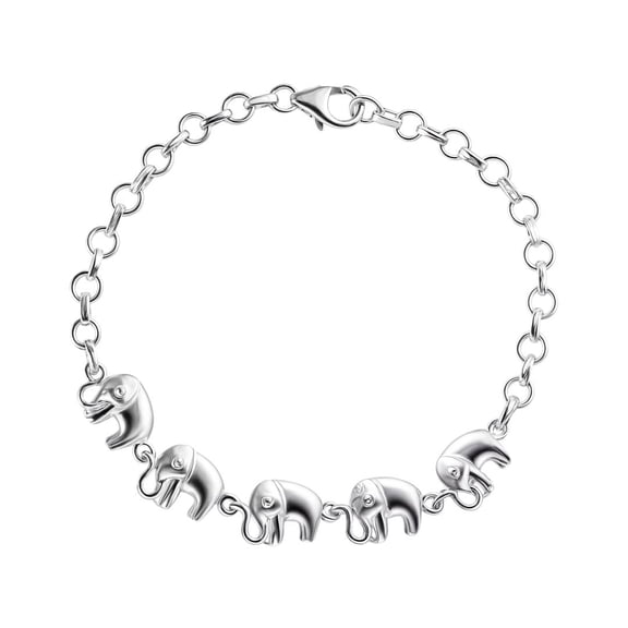 Elephant Charm Bracelets in 925 Sterling Silver Bracelets for Women - Adjustable Link Cute Animals Jewelry Birthday Wedding Anniversary Engagement Christmas Gifts for Women - Size 7.25 Inches